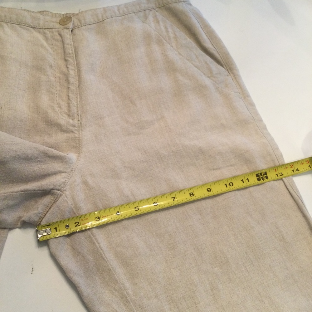 L.L.Bean Beige Wide Legged Linen Pants Size 12 - Picture 10 of 11